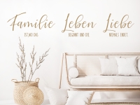 Familie Wandtattoo Familie Leben Liebe auf heller Wand