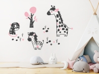 Tiere Wandtattoo Giraffe Zebra Tiger auf heller Wand