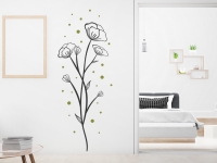 Wandtattoo Blütenpflanze mit Punkten auf heller Wand