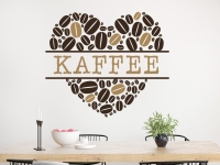 Wandtattoo Kaffeebohnenherz auf heller Wandfläche