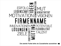 Wandtattoo Motivationswortwolke mit Firmenname Motivansicht