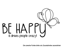 Wandtattoo Be happy mit Schmetterling