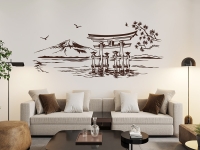 Wandtattoo Japanische Torii Landschaft im Wohnzimmer