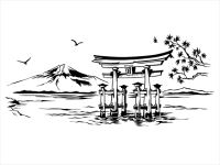 Wandtattoo Torii Japan Landschaft