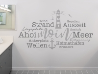 Wandtattoo Moin Begriffe mit Anker im Schlafzimmer