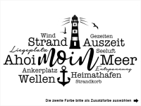 Wandtattoo Wortwolke mit Anker und Leuchtturm