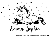 Wandtattoo Süßes Einhorn mit Sternenhimmel Motivansicht