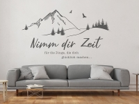 Wandtattoo Nimm dir Zeit mit Berglandschaft im Wohnzimmer