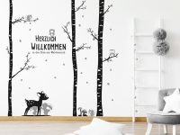 Wandtattoo Willkommen Birkenwald im kinderzimmer