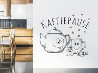 Wandtattoo Kaffee Pause mit Herzen