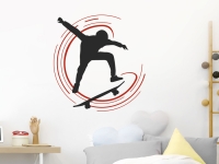 Sport Wandtattoo Skater Wirbel auf heller Wand