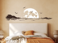 Wandtattoo Landschaft mit Vollmond im Schlafzimmer