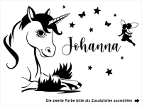 Wandtattoo Süßes Einhorn mit Fee