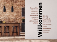 Wandtattoo Mehrsprachgiges Willkommen in zwei Farben