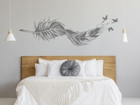 Wandatttoo Flauschige Feder mit vögeln im Schlafzimmer