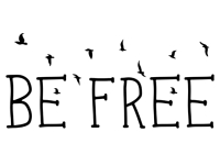 Wandtattoo Be free mit Vogelschwarm Motivansicht