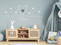 Wandtattoo Herzen Name und Punkte im Babyzimmer