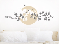 Wandtattoo Äste mit Vollmond im Schlafzimmer