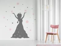 Wandtattoo Eiskönigin mit Schneeflocken im Kinderzimmer