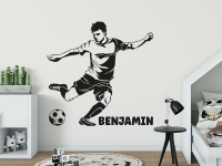 Wandtattoo Cooler Fußballschuss mit Name