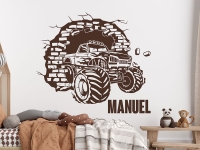 Wandtattoo Mauer mit Monstertruck und Name | Bild 2