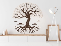 Wandtattoo Baum mit Herz und Wurzeln im Wohnzimmer