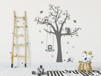 Wandtattoo Blätterbaum mit Tieren im Kinderzimmer