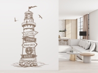 Wandtattoo Leuchtturm mit Wegweiser