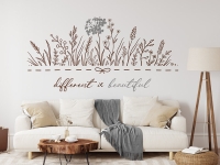 Wandtattoo Different is beautiful Blumen im Wohnzimmer