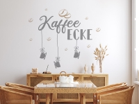 Wandtattoo Kaffee Ecke mit Tassen und Kaffeebohnen