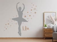 Wandtattoo Ballerina mit Sternen und Name | Bild 4