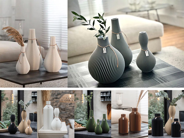 3D gedruckte Vasen anordnen und kombinieren
