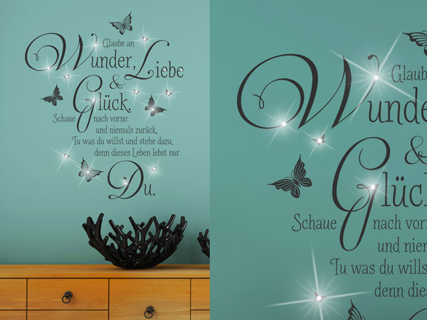 Wandtattoo Glaube an Wunder mit Glitzer