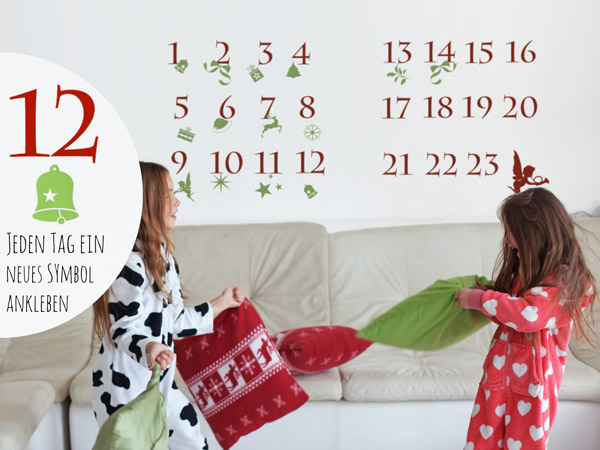 Zweifarbiger Wandtattoo Adventskalender für Kinder