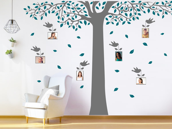 Fotorahmen Imposanter Baum als Wandtattoo im Mädchenzimmer