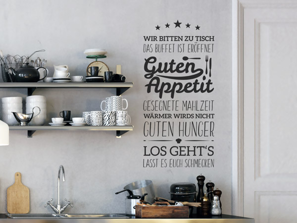 Handschrift Wandtattoo Guten Appetit mit Sternen