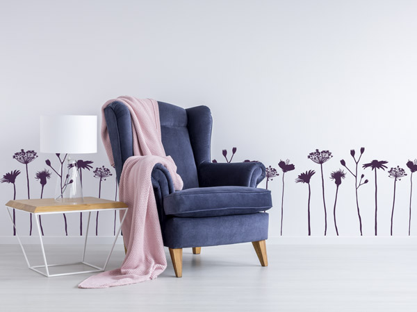 Ideen für violette Wanddeko und Möbel