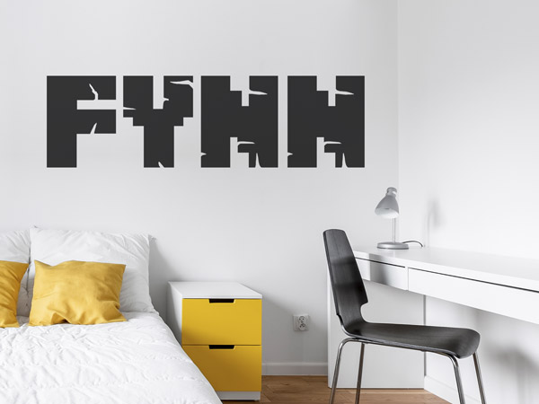 Jungenzimmer Ideen Gamer Schriftzug an der Wand