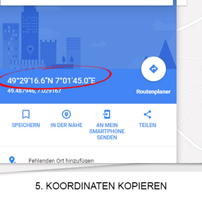 Koordinaten finden und kopieren