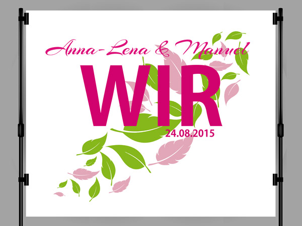 Photo Booth Hintergrund zur Hochzeit mit Datum und Namen