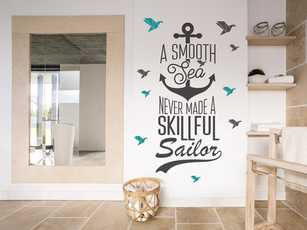 Wandtattoo A Smooth Sea Maritimes Design mit Vögeln