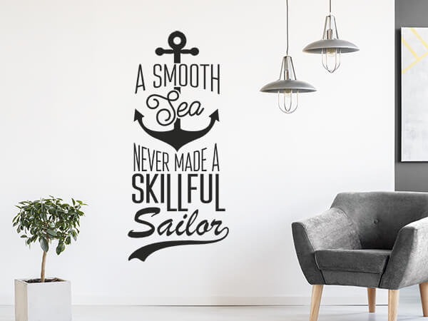 Wandtattoo A Smooth Sea Spruch mit Anker