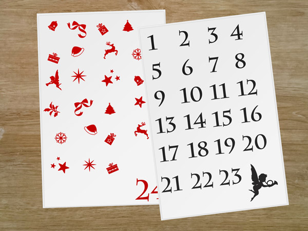 Wandtattoo Adventskalender im Lieferzustand