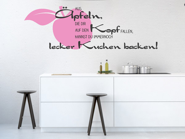 wandtattoo auch aus aepfeln kuchen backen spruch