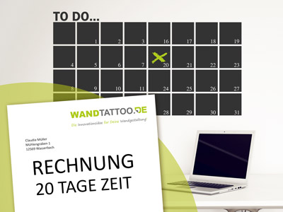 Wandtattoo auf Rechnung Zahlungsziel