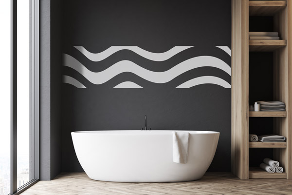  Wandtattoo Curves in Wellenform im Badezimmer 