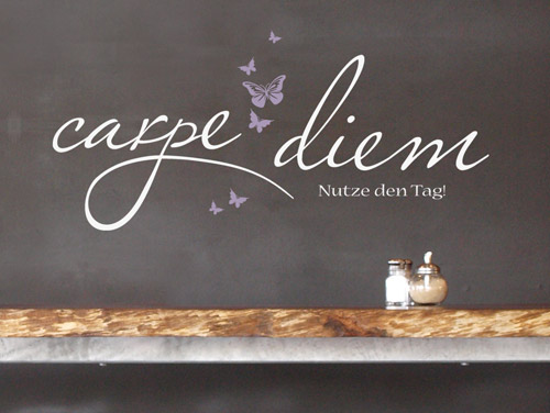 Wandtattoo Carpe Diem mit Schmetterlingen