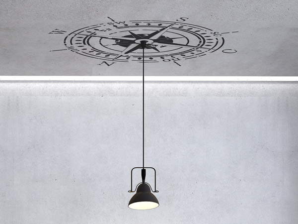 Wandtattoo Deckenkompasss mit Lampe