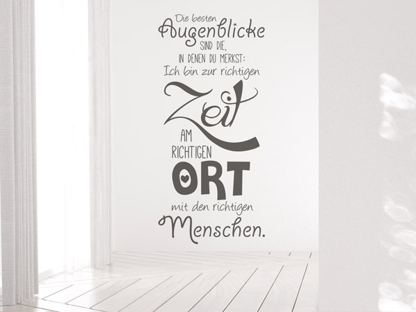 Wandtattoo die besten Augenblicke Spruch als Hochzeitsdeko