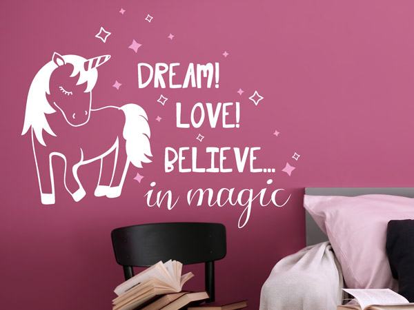 Wandtattoo Einhorn Dream Love Magic